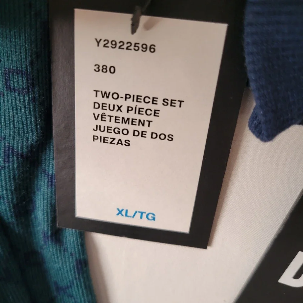 DKNY Womens Teal Logo Print Henley Top and Wide Leg Pajama Set XL New Lounge - Picture 4 of 16